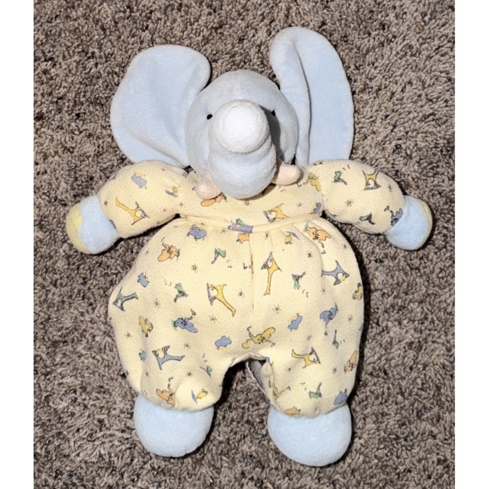 Carter's John Lennon Plush Blue Elephant Rattle Real Love PJs 1999 Yoko Ono